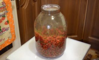 Ilagay ang mga pulang currant sa mga sanga sa mga inihandang garapon. Dapat mayroong ganoong dami ng mga currant na sumasakop ito ng humigit-kumulang kalahati ng dami ng garapon (3 litro). Pakuluan ang tubig (1.5-2 litro), at pagkatapos ay ibuhos ang tubig na kumukulo sa mga currant sa garapon. Susunod, kailangan mong takpan ang garapon na may takip at hayaan ang mga berry na magluto ng 30-40 minuto upang ang mga currant ay maglabas ng juice sa ilalim ng impluwensya ng mainit na tubig.