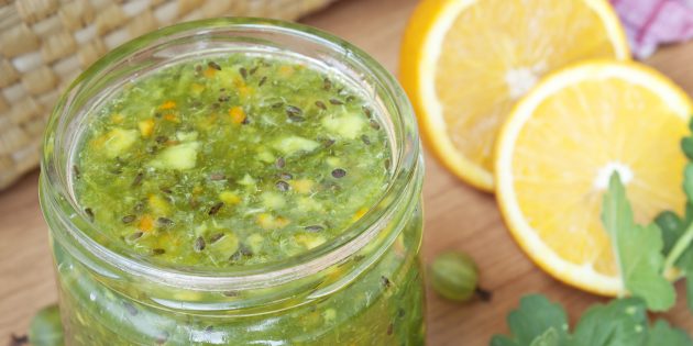 Gooseberry jam na may lemon para sa taglamig