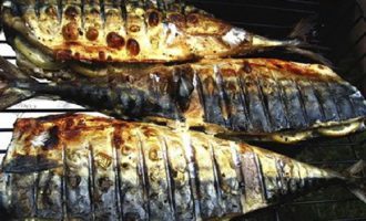 Ompliu les canals de verat amb una barreja de llimona, ceba i all, i poseu el peix a la graella. Primer, coure per un costat durant 10 minuts, després donar-li la volta i coure per l'altre costat. El peix quedarà sucós i la ceba es pot utilitzar com a guarnició.