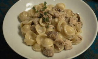 Es pot servir amb un plat de pasta o puré de patates.