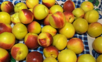 Cum se prepară compot de nectarine pentru iarnă într-un borcan de 3 litri? Măsurați cantitatea necesară de nectarine și spălați-le. Pentru un borcan de trei litri veți avea nevoie de 500 de grame de produs.