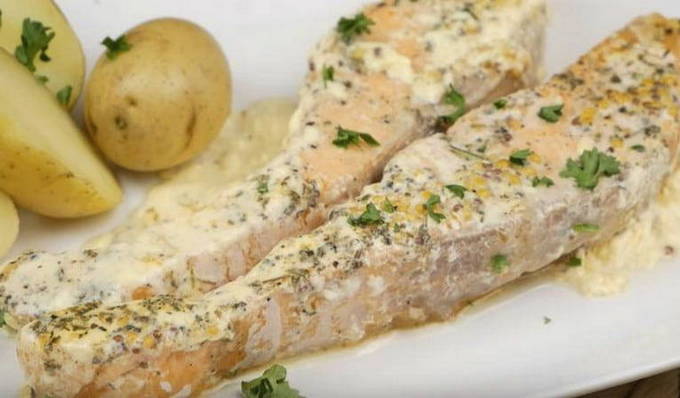 Salmó en salsa de nata