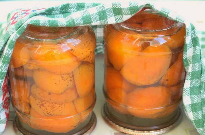 Compote van abrikozen met pit voor de winter