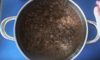 Đun sôi hỗn hợp trong khoảng một giờ trên lửa nhỏ, sau đó để nguội một chút và xay bằng rây để loại bỏ vỏ và hạt. 