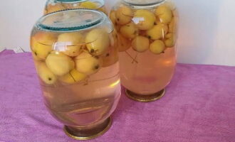 Laat de potten met compote ondersteboven staan ​​totdat ze volledig zijn afgekoeld tot kamertemperatuur. En pas dan sturen we de potten op voor opslag op een koele, donkere plaats.