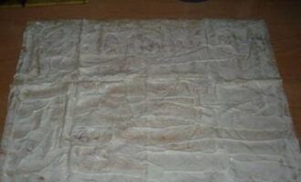 Pahiran ng mayonesa ang lavash sheet nang pantay-pantay. Pahiran ng mayonesa ang lavash sheet nang pantay-pantay.