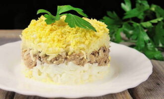 Bedek het voorgerecht met gehakte kippendooier en serveer.Je kan het proberen!