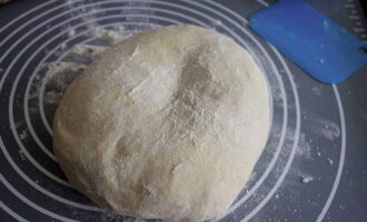 Nadat de broodmachine piept of na het rijzen in de kom, als je het deeg zelf hebt gekneed, kneed het dan met je handen op het werkoppervlak.