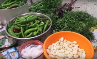 Làm thế nào để chuẩn bị adjika Abkhazian cho mùa đông theo công thức cổ điển? Đầu tiên, chuẩn bị các thành phần cần thiết. Rửa sạch ngò, húng quế, rau mùi tây và thì là dưới nước mát rồi lau khô trên khăn giấy. Chúng ta bóc vỏ tỏi, rửa sạch hạt tiêu và bỏ cuống (nếu muốn, bạn cũng có thể bỏ hạt để món adjika bớt cay).