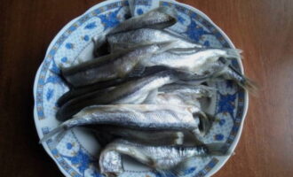 Hur bakar man läckert lodda i ugnen? Vi rengör de små fiskarna noggrant, sköljer dem under rinnande vatten och låter dem torka lite.