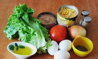 Hoe maak je een eenvoudige en smakelijke PP-salade klaar? Voor ons eigen gemak zetten wij alle benodigde producten op tafel. 