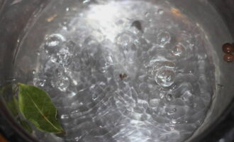 Ibuhos ang tubig sa isang lalagyan ng metal, ilagay ito sa kalan at pakuluan. Ibuhos ang mga inihandang pampalasa sa tubig na kumukulo. Pakuluan ito. Alisin ang mainit na atsara mula sa kalan at palamig sa ilalim ng takip.