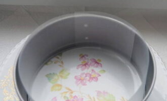 Vi placerar filremsorna inuti ringen. Med deras hjälp kan du enkelt ta bort ringen och undvika att smeta ut salladslagren.