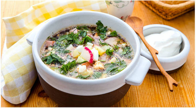 okroshka คลาสสิคกับไส้กรอก
