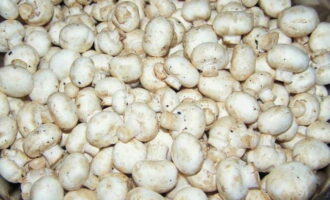 Mesurem la quantitat necessària de bolets per preparar xampinyons en vinagre per a l'hivern en pots.