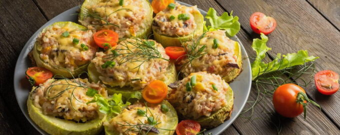 Courgetteschijfjes met gehakt in de oven