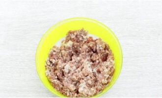 Cho thịt băm vào tô riêng.