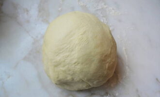 Frământați aluatul într-un aluat omogen și puneți-l într-un bol. Acoperiți recipientul cu un prosop și lăsați să crească la loc cald timp de 1-2 ore.